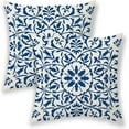 thumbnail image 1 of Navy Blue Boho Pillow Covers 20x20 Inch 2 Pcs,Vintage Bohemian Carpet Style Decorative Throw Pillows for Couch,Navy Flower Print Farmhouse Decor Pillowcase Linen Cushion Cover for Bed Sofa, 1 of 6
