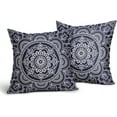 thumbnail image 1 of Navy Blue Boho Pillow Covers Farmhouse Navy Flower Decorative Outdoor Pillow Covers 18x18 Inch Pack of 2 Bohemian Throw Pillow Covers Linen Cushion Cover for Bedroom Sofa Couch Decor, 1 of 6