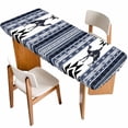 thumbnail image 1 of Navy Blue Boho Table Cloths for 8 Foot Rectangle Tables, Vintage Abstract Art Ethnic Tribe Patio Waterproof Elastic Fitted Tablecloths, Washable Rectangular Table Cover for Camping, 1 of 8