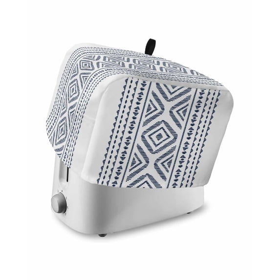 Navy Blue Boho Toaster Cover 4 Slice, Large Kitchen Appliance Covers, Vintage Southwestern Geometric Stripes Toaster Oven Cover with Loop, Bread Machine Cover Polyester Dust Cover Protection