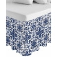 thumbnail image 1 of Navy Blue Boho Wrap Around Bed Skirts for Queen Bed 16" Drop,Bed Skirt with Adjustable Elastic Belt Dust Ruffle Bed Valance for Bedroom Hotel Ehtnic Abstract Art Modern Geometric Bed Frame Cover, 1 of 7