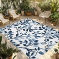thumbnail image 1 of Navy Blue Botanical Outdoor Rug 3x5 Ft - Reversible Patio Rug Outdoor Camping Rugs, Summer Spring Leaves Washable Indoor Outdoor Area Rugs, Non-Slip Outdoor Carpet Runner for Deck/Porch, 1 of 8