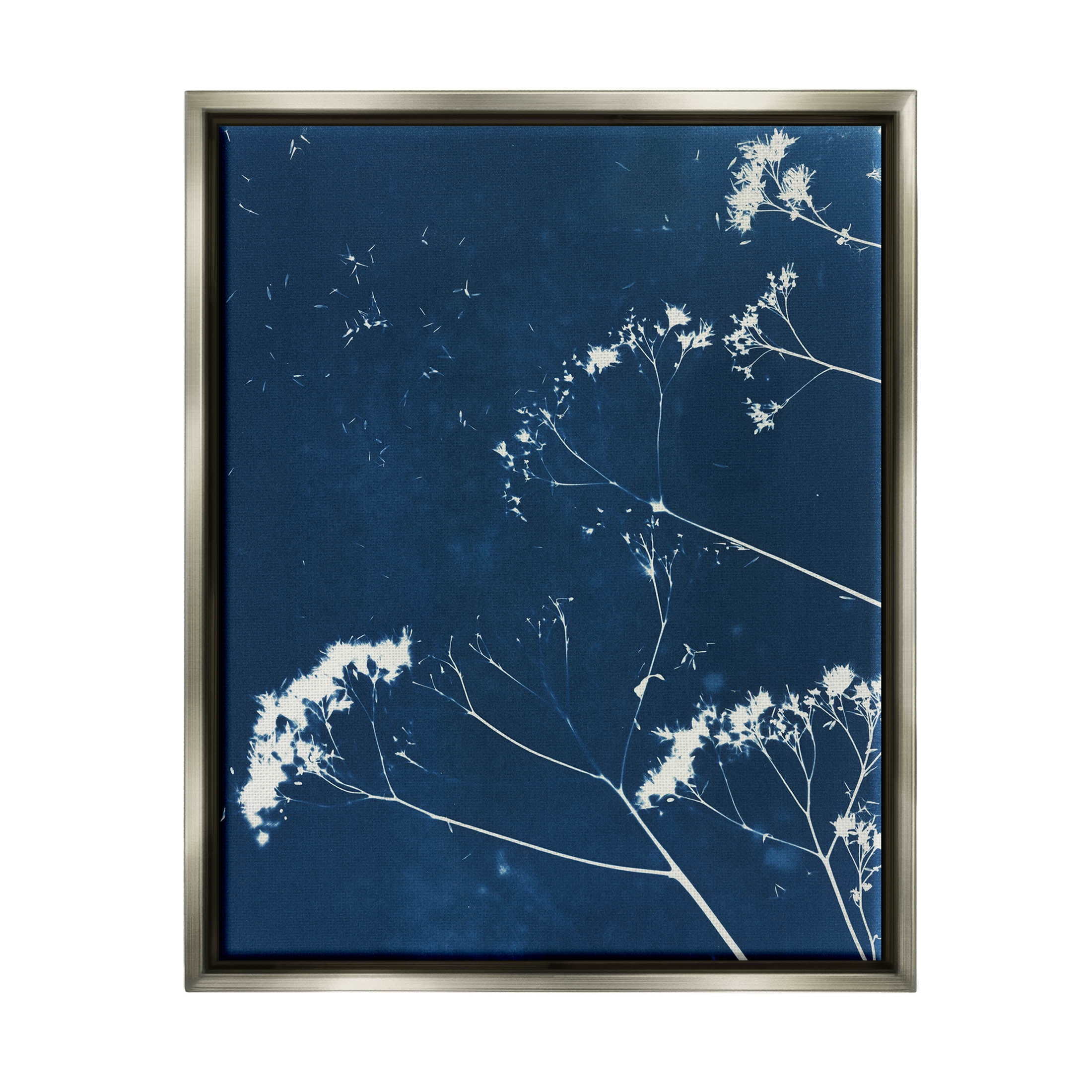 Navy Blue Botanical Sprouts Botanical & Floral Graphic Art Luster Gray Framed Art Print Wall Art