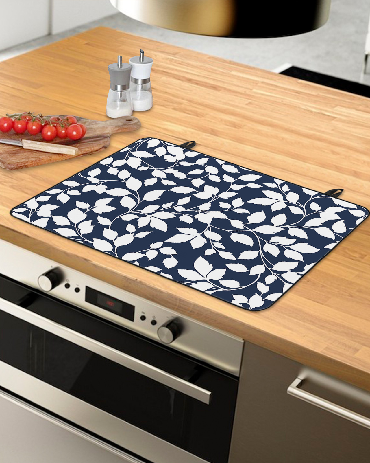Navy Blue Botanical Stove Top Covers for Electric Stove, Heat