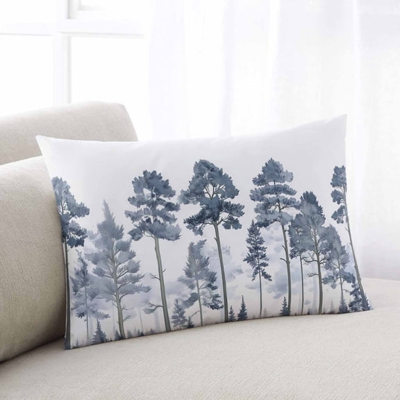 Navy Blue Botanical Throw Pillow Covers, Watercolor Tree Soft Breathable Pillow Cases with Invisible Zipper for Sleeping, Standard Pillowcases for Couch Bed Sofa Chair 20x26 Inches