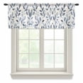thumbnail image 1 of Navy Blue Botanical Valance Curtains for Kitchen/Living Room/Bathroom/Bedroom Window, Rod Pocket Small Topper Half Short Window Curtains Voile Sheer Scarf, Pastoral Spring Leaves Watercolor 42"x18", 1 of 8
