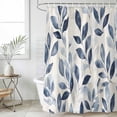 thumbnail image 1 of Navy Blue Botanical Waterproof Fabric Shower Curtain,Pastoral Spring Leaves Watercolor Waterproof Fabric Shower Curtain for Bathroom Curtains Bathtubs Hotel Shower Curtains with 12 Hooks Long 72x78in, 1 of 8