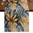 thumbnail image 1 of Navy Blue Brown 72 Inch Table Runner, Tropical Palm Leaves Vintage Farmhouse Dresser Scarf Cotton & Linen Tablerunner for Dining/Kitchen Island/Holiday Party Décor 13" x 72", 1 of 9