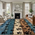 thumbnail image 1 of Navy Blue Brown Area Rug 5x8 Washable Rug Non Slip Rustic Farmhouse Dog Paw Vintage Large Area Rug Soft Stainresistant Indoor Floor Carpet for Living Room Bedroom Home Office Dining Room Nursery, 1 of 8