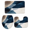 thumbnail image 1 of Navy Blue Brown Bath Mat 3 Piece Bathroom Rug Set, Modern Geometric Abstract Art Non Slip Bath Rug Contour Mat and Toilet Lid Cover, Absorbent Shower Mats Soft Bath Rugs and Mats Sets, 1 of 8