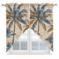 thumbnail image 1 of Navy Blue Brown Kitchen Window Curtains, Swag Curtains Valance for Bedroom Living Room Bathroom, Tropical Botanical Palm Leaves Retro Rod Pocket Window Treatment Curtain Block Drapes 2 Panels 36"x63", 1 of 7