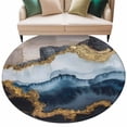 thumbnail image 1 of Navy Blue Brown Large Area Rugs for Bedroom Living Room, Soft Non Slip Carpet Bedside Rug, Luxury Modern Art Abstract Round Floor Cover Kitchen Accent Rug 6' for Dining Room/Office, 1 of 9