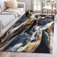 thumbnail image 1 of Navy Blue Brown Marble Area Rug 3x5 Washable Rug Non Slip Minimalist Abstract Art Large Area Rug Indoor Floor Carpet for Entryway Bedroom Kitchen Living Room Home Office Dining Room Nursery, 1 of 8