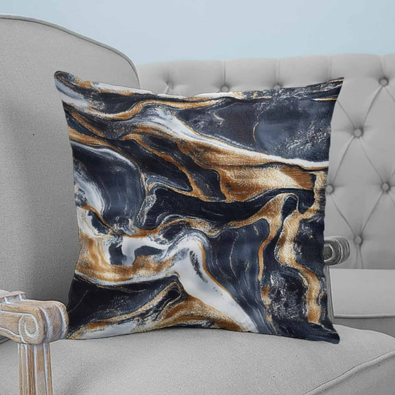 Navy Blue Brown Marble Decorative Pillowcase 26''x26'', Minimalist Abstract Art Throw Pillow Covers Soft Cushion Case for Couch Sofa Bedroom Living Room, Pillowcase Boho Decor