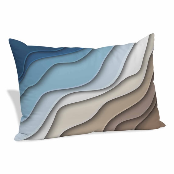 Navy Blue Brown Ombre Pillow Protectors with Zipper Standard Size, Modern Geometric Abstract Cream Soft Brushed Breathable Throw Pillow Covers, Pillowcase for Couch Sofa Bedroom Living Room 20"x26"