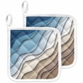 thumbnail image 1 of Navy Blue Brown Ombre Pot Holders for Kitchen Heatproof Potholder, 2 Pack Modern Geometric Abstract Cream Hot Pads Multipurpose Oven Pads Cloth Potholders Trivet for Cooking and Baking, 1 of 8
