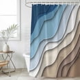 thumbnail image 1 of Navy Blue Brown Ombre Waterproof Shower Curtain, 72"x72" Washable Polyester Fabric Shower Curtains for Bathroom, Modern Geometric Abstract Cream Decorative Bathtub Curtain Sets with Hooks, 1 of 9