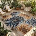 thumbnail image 1 of Navy Blue Brown Outdoor Rug 3x5 Ft - Reversible Patio Rug Outdoor Camping Rugs, Tropical Vintage Botanical Palm Leaves Washable Indoor Outdoor Area Rugs, Non-Slip Outdoor Carpet Runner for Deck/Porch, 1 of 8
