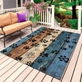 thumbnail image 1 of Navy Blue Brown Outdoor Rug 5x7 Ft, Non Slip Washable Area Rug, Rustic Farmhouse Dog Paw Vintage Patio Rugs Carpet Runner, Large Floor Mat for Indoor/Outdoor Deck Porch Camping, 1 of 8