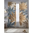 thumbnail image 1 of Navy Blue Brown Sheer Curtains for Living Room Bedroom Retro Tropical Palm Leaves Botanical Sheer Curtains 84 Inch Long 2 Panels Set Light Filtering Curtain Window Treatments Drapes for Dining Room, 1 of 6