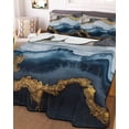 thumbnail image 1 of Navy Blue Brown Twin Size Down Alternative Comforter, Lightweight Comforter Quilt Bedding Set with Pillow Shams Luxury Modern Art Abstract All Seasons Bed Comforter Duvet Insert 68"x86", 1 of 7