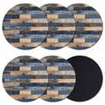 thumbnail image 1 of Navy Blue Brown Wood Coasters Set of 6, Farmhouse Vintage Wooden Absorbent Coasters for Drinks, Coaster for Bar Office Dining Coffee Table Accessories Decor, Non Slip Round Desk Coaster, 1 of 9