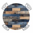 thumbnail image 1 of Navy Blue Brown Wood Round Tablecloth for 45-54 Inch Tables, Fitted Table Cover with Elastic Edge, Farmhouse Vintage Wooden Waterproof Outdoor Table Cloth Protector for Patio Garden Dinner Picnic, 1 of 9