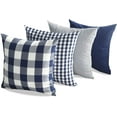 thumbnail image 1 of Navy Blue Buffalo Plaid Outdoor Throw Pillow Covers 18x18 Set of 4 Blue and White Farmhouse Decor Pillow for Couch Sofa Patio, 1 of 6