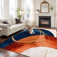 thumbnail image 1 of Navy Blue Burnt Orange Area Rug 5x7 FT, Non Slip Bedroom Throw Carpet, Boho Art Modern Geometric Washable Soft Floor Carpet Non-Shedding Rug for Dining Room Bedside Classroom Desk, 1 of 9