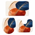 thumbnail image 1 of Navy Blue Burnt Orange Bath Mat 3 Piece Bathroom Rug Set, Geometric Modern Boho Art Non Slip Bath Rug Contour Mat and Toilet Lid Cover, Absorbent Shower Mats Soft Bath Rugs and Mats Sets, 1 of 8