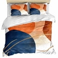 thumbnail image 1 of Navy Blue Burnt Orange Bedding 3 Piece Duvet Cover Set Queen Size, Modern Retro Geometric Soft Microfiber Comforter Cover with Zipper Closure & Pillowcases, Wrinkle & FadeResistant Quilt Cover, 1 of 9