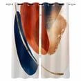 thumbnail image 1 of Navy Blue Burnt Orange Blackout Curtains for Bedroom/Living Room, Thermal Insulated Kitchen Curtains, Artwork Geometric Retro Grommet Darkening Window Treatment Drapes 42"x84"x2, 1 of 8