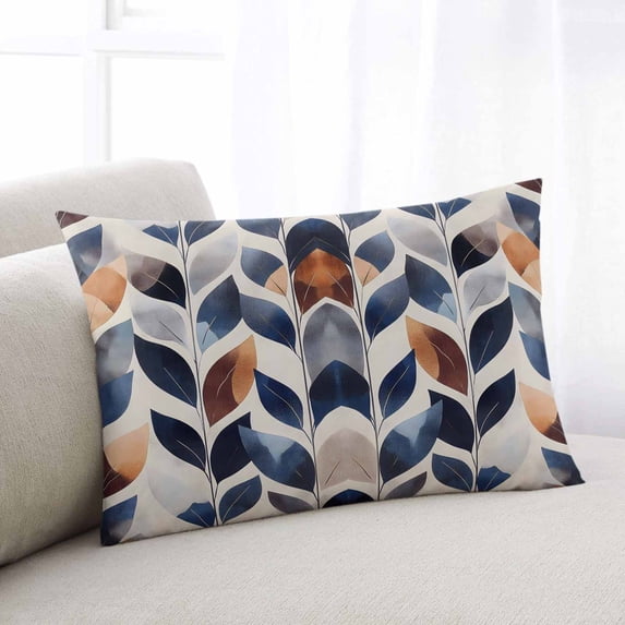 Navy Blue Burnt Orange Body Pillow Cover, Pillowcase Protectors with Zipper, Breathable Decorative Throw Pillow Case Cover, Botanical Palm Leaf Abstract Pillow Shams for Couch Sofa 24x36Inch