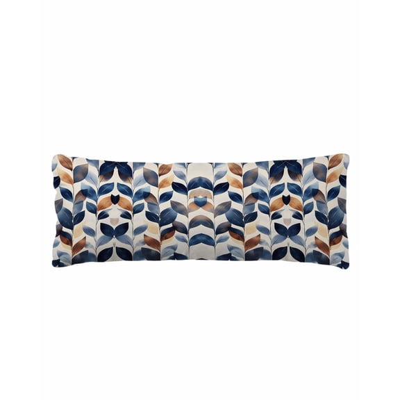 Navy Blue Burnt Orange Botanical Body Pillow Cover 20 x 54 Inch Decorative Pillow Cover Wildflower Palm Leaf Lumbar Pillowcase Seasonal Rectangle Cushion Case for Couch Sofa Bed Living Room