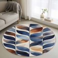 thumbnail image 1 of Navy Blue Burnt Orange Botanical Round Rug 3ft Washable Circle Entryway Rugs Non Slip Abstract Palm Leaf Area Rug Indoor Floor Carpet for Bedroom Kitchen Living Room Home Office Dining Room Nursery, 1 of 8