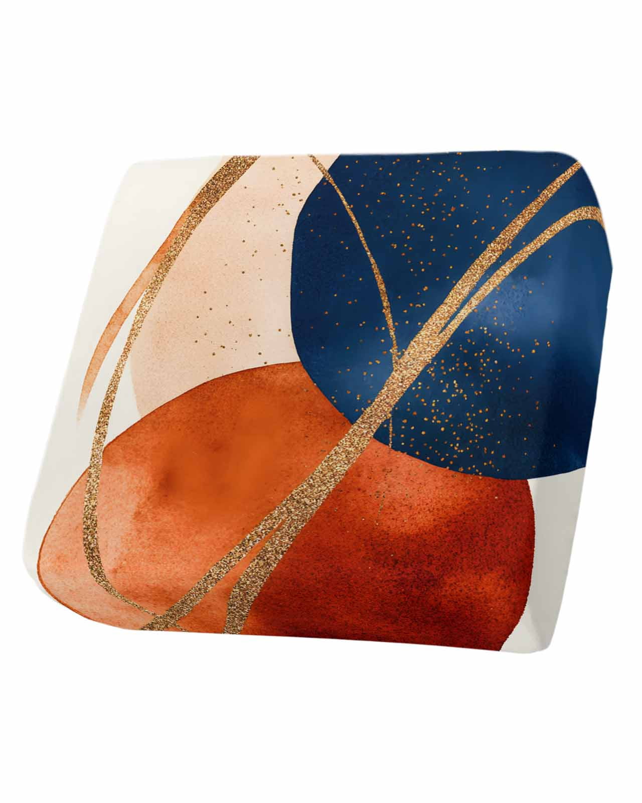 Navy Blue Burnt Orange Couch Cushion Covers Stretch, Washable Sofa Seat Covers Individual Seat Cushion Sofa Slipcovers Geometric Modern Boho Art Couch Cover Furniture Protector S-1PCS