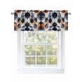 thumbnail image 1 of Navy Blue Burnt Orange Curtain Valances for Windows, Retro Abstract Geometric Kitchen Valance Window Treatment, Light Filtering Block Curtains for Bathroom/Bedroom/Living Room 60'' x 18'', 1 of 9