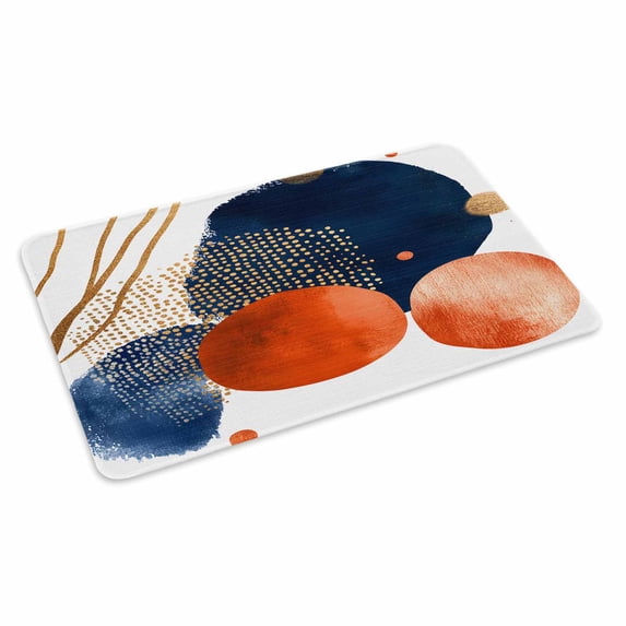 Navy Blue Burnt Orange Doormat Outdoor Entrance 20"x31.5", Middle Century Modern Geometric Absorb Moisture Dirt Door Mats, Non-Slip Rubber Backing Floor Mats Indoor, Low-Profile Front Door Rugs