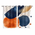 thumbnail image 1 of Navy Blue Burnt Orange Kitchen Curtains 72 Inch Length, Artwork Geometric Contemporary Grommet Top Bedroom Living Room Curtains, Light Filtering Cafe Curtain Drapes 2 Panels Set 104''x72'', 1 of 9