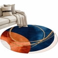 thumbnail image 1 of Navy Blue Burnt Orange Large Area Rugs for Bedroom Living Room, Soft Non Slip Carpet Bedside Rug, Boho Art Modern Geometric Round Floor Cover Kitchen Accent Rug 3' for Dining Room/Office, 1 of 9