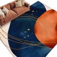 thumbnail image 1 of Navy Blue Burnt Orange Large Area Rugs for Bedroom Living Room, Soft Non Slip Carpet Bedside Rug, Boho Artwork Geometric Modern Rectangular Floor Cover Kitchen Accent Rug 6'x9' for Dining Room/Office, 1 of 9