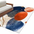 thumbnail image 1 of Navy Blue Burnt Orange Large Area Rugs for Bedroom Living Room, Soft Non Slip Carpet Bedside Rug, Middle Century Modern Geometric Rectangle Floor Cover Kitchen Accent Rug 2.7'x5' for Office, 1 of 9