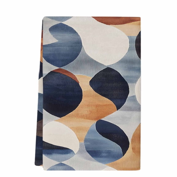 Navy Blue Burnt Orange Microfiber Kitchen Towel, Retro Abstract Geometric Soft Absorbent Dish Towels, Quick Drying Washable Dishcloths for Kitchen Cleaning, Drying Dishes, 18x28 Inches