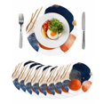 thumbnail image 1 of Navy Blue Burnt Orange Round 15 Inch Placemats Set of 8, Middle Century Modern Geometric HeatResistant Non Slip Place Mats for Dining Table, Wipeable Braided Kitchen Table Mats for Housewarming, 1 of 9