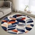 thumbnail image 1 of Navy Blue Burnt Orange Round Area Rug 4 FT, Non Slip Indoor Outdoor Rug, Botanical Abstract Palm Leaf Washable Soft Circular Carpet Non-Shedding Floor Mat for Coffee Table Nursery Foyer Balcony, 1 of 8