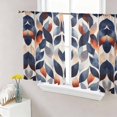 thumbnail image 1 of Navy Blue Burnt Orange Semi Sheer Curtains 45 Inch Length 2 Panels Set, Botanical Abstract Palm Leaf Sheer Kitchen Curtain Privacy Voile Window Curtain for Living Room Bedroom Rod Pocket Drapes, 1 of 7