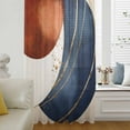 thumbnail image 1 of Navy Blue Burnt Orange Semi Sheer Curtains Drapes for Living Room, Bedroom, French Doors Window 72 Inches Long, Modern Boho Art Geometric Rod Pocket Chiffon Curtain Drapery Voile Draperies Panel, 1 of 6