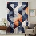 thumbnail image 1 of Navy Blue Burnt Orange Sheer Curtains 54 Inches Long, Geometric Retro Abstract Light Filering Curtains, Breathable Simi Curtain Privacy Drapes for Kitchen Bathroom Lightweight Small Window Treatment, 1 of 9