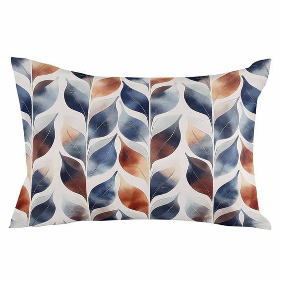 Navy Blue Burnt Orange Throw Pillow Cover 20 x 36 Inch Decorative Pillow Cover Abstract Palm Leaf Botanical Lumbar Pillowcase Seasonal Rectangle Cushion Case for Couch Sofa Bed Living Room