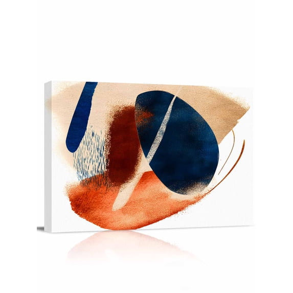 Navy Blue Burnt Orange Wall Art for Living Room,Canvas Picture Wall Decor for Bathroom Bedroom,Abstract Contemporary Geometric Painting Artwork for Office Kitchen Hallway Dining Room Decor 12"x16"